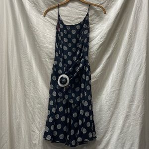 Ann Taylor little black dress w/white spiral circles and spaghetti straps. Lined